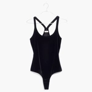 Madewell Black Velvet Racerback Bodysuit